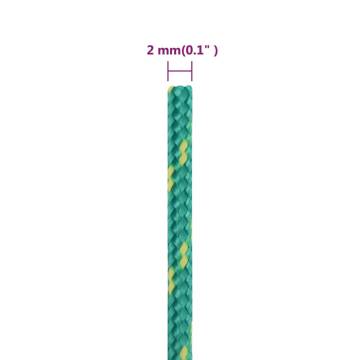 Durable 2mm Green Polypropylene Boat Rope - 25m