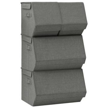 Anthracite Stackable Storage Box Set - 4 Durable Boxes