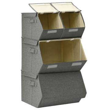 Anthracite Stackable Storage Box Set - 4 Durable Boxes