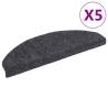 Self-Adhesive Dark Grey Stair Mats - 5 Pcs, 65x21 cm