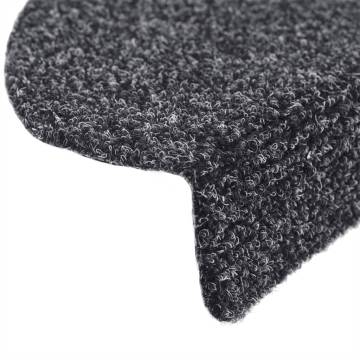 Self-Adhesive Dark Grey Stair Mats - 5 Pcs, 65x21 cm