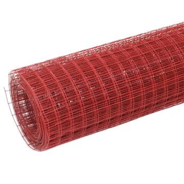 Chicken Wire Fence Steel PVC Coating 25x1m Red - HipoMarket