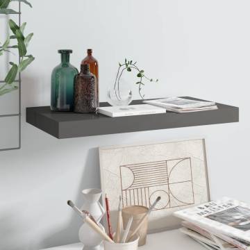 Floating Wall Shelf - High Gloss Grey 50x23x3.8 cm | HipoMarket