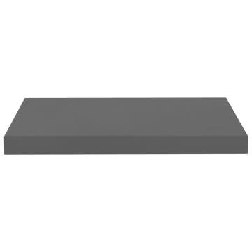 Floating Wall Shelf - High Gloss Grey 50x23x3.8 cm | HipoMarket