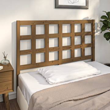 Stylish Honey Brown Pine Bed Headboard - 125.5x4x100 cm