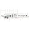 White Super King Size Bed Frame with Headboard – Solid Wood