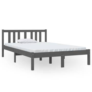 Grey Solid Wood Bed Frame 120x190 cm - Stylish & Sturdy