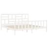 White Super King Size Bed Frame with Headboard – Solid Wood