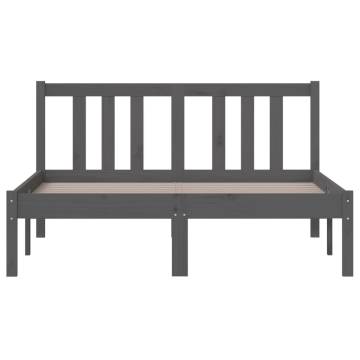 Grey Solid Wood Bed Frame 120x190 cm - Stylish & Sturdy