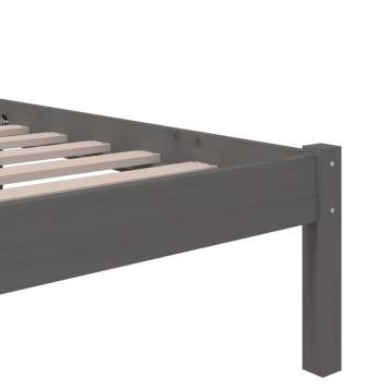 Grey Solid Wood Bed Frame 120x190 cm - Stylish & Sturdy