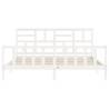 White Super King Size Bed Frame with Headboard – Solid Wood