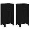 Stylish Black Sideboards - 2 pcs Solid Wood Pine | Hipo Market