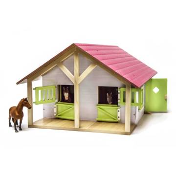 Kids Globe Farm Stables with 2 Boxes & Workshop - 1:24 Scale