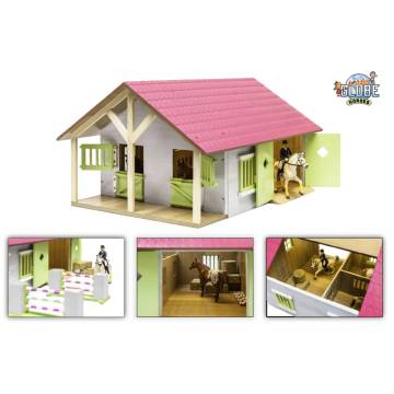 Kids Globe Farm Stables with 2 Boxes & Workshop - 1:24 Scale