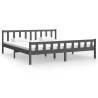 Grey Solid Wood Bed Frame 200x200 cm - Classic Design