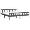 Grey Solid Wood Bed Frame 200x200 cm - Classic Design