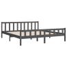 Grey Solid Wood Bed Frame 200x200 cm - Classic Design