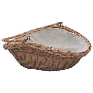 Durable Firewood Basket with Handle | Rustic Brown Willow