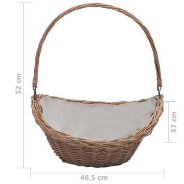 Durable Firewood Basket with Handle | Rustic Brown Willow