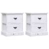 Elegant White Bedside Cabinets, 2 pcs - Durable Paulownia Wood