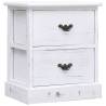 Elegant White Bedside Cabinets, 2 pcs - Durable Paulownia Wood