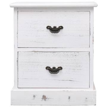 Elegant White Bedside Cabinets, 2 pcs - Durable Paulownia Wood