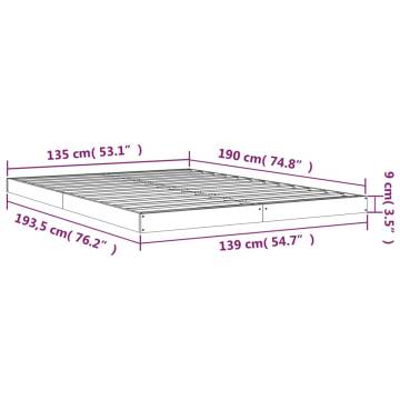 Stylish Black Pine Wood Bed Frame 135x190 cm Double