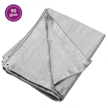 Tarpaulin 90 g/m² 6x10 m Grey HDPE - Durable & Versatile Cover