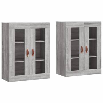 Elegant Grey Sonoma Wall Mounted Cabinets - 2pcs Set