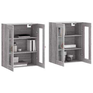 Elegant Grey Sonoma Wall Mounted Cabinets - 2pcs Set