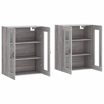 Elegant Grey Sonoma Wall Mounted Cabinets - 2pcs Set