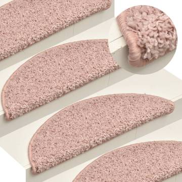 Light Pink Carpet Stair Treads - 15 pcs | HipoMarket