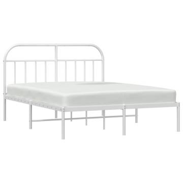 Metal Bed Frame with Headboard - White 183x213 cm | HipoMarket