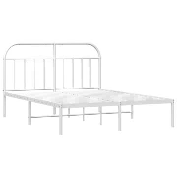 Metal Bed Frame with Headboard - White 183x213 cm | HipoMarket