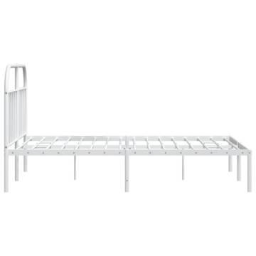 Metal Bed Frame with Headboard - White 183x213 cm | HipoMarket