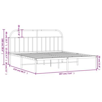 Metal Bed Frame with Headboard - White 183x213 cm | HipoMarket