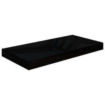 High Gloss Black Floating Wall Shelf - Stylish & Durable