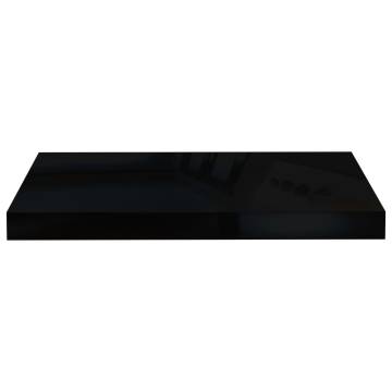 High Gloss Black Floating Wall Shelf - Stylish & Durable