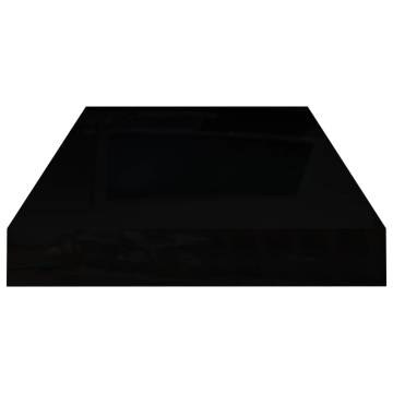 High Gloss Black Floating Wall Shelf - Stylish & Durable