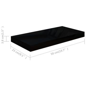 High Gloss Black Floating Wall Shelf - Stylish & Durable