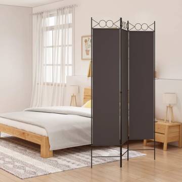 3-Panel Brown Room Divider - 120x200 cm Fabric | HipoMarket