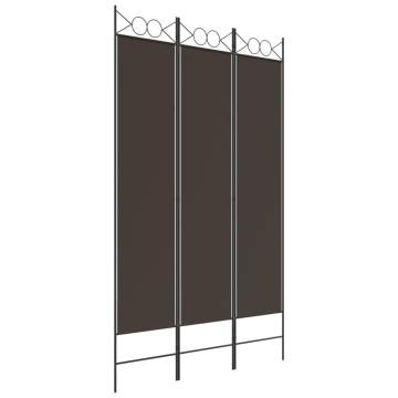 3-Panel Brown Room Divider - 120x200 cm Fabric | HipoMarket