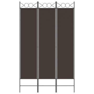 3-Panel Brown Room Divider - 120x200 cm Fabric | HipoMarket