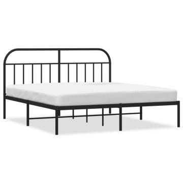 Metal Bed Frame with Headboard Black - 183x213 cm | Hipo Market