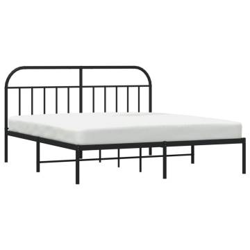 Metal Bed Frame with Headboard Black - 183x213 cm | Hipo Market