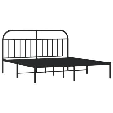 Metal Bed Frame with Headboard Black - 183x213 cm | Hipo Market