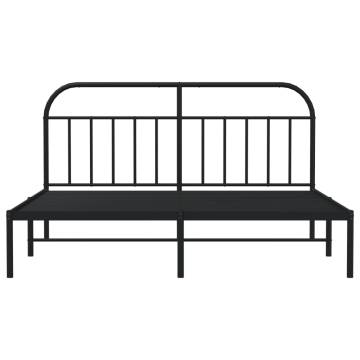 Metal Bed Frame with Headboard Black - 183x213 cm | Hipo Market