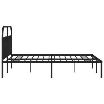 Metal Bed Frame with Headboard Black - 183x213 cm | Hipo Market