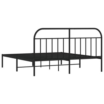 Metal Bed Frame with Headboard Black - 183x213 cm | Hipo Market