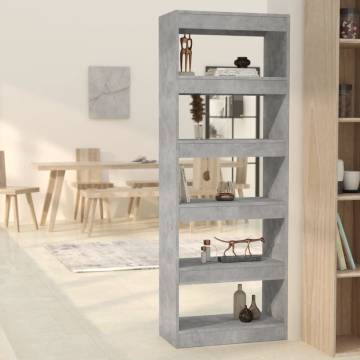 Sleek Concrete Grey Book Cabinet & Room Divider | HipoMarket